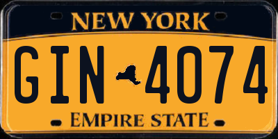 NY license plate GIN4074