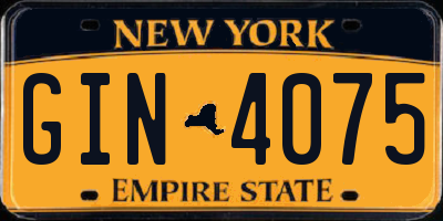 NY license plate GIN4075