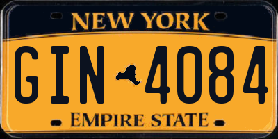 NY license plate GIN4084