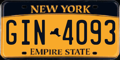 NY license plate GIN4093