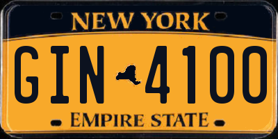 NY license plate GIN4100