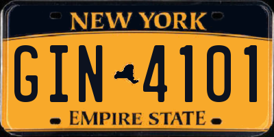NY license plate GIN4101