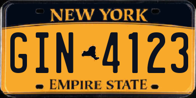 NY license plate GIN4123