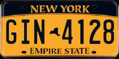 NY license plate GIN4128