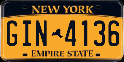 NY license plate GIN4136