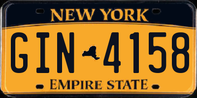 NY license plate GIN4158