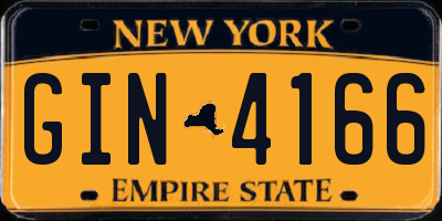 NY license plate GIN4166