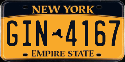 NY license plate GIN4167