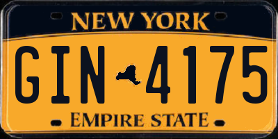NY license plate GIN4175
