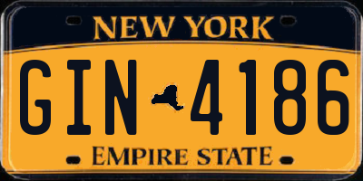 NY license plate GIN4186