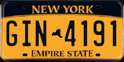 NY license plate GIN4191