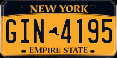 NY license plate GIN4195