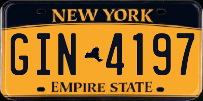 NY license plate GIN4197