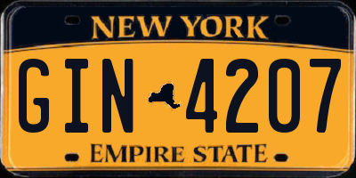 NY license plate GIN4207