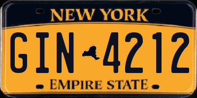 NY license plate GIN4212