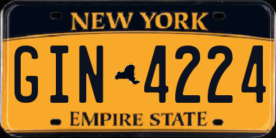 NY license plate GIN4224