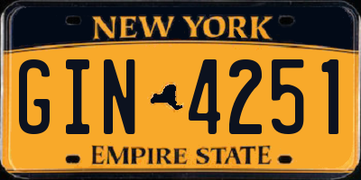 NY license plate GIN4251