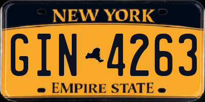 NY license plate GIN4263