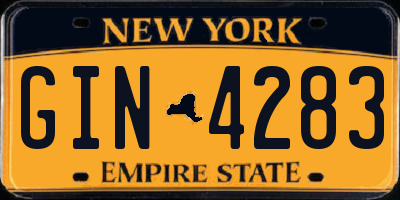 NY license plate GIN4283