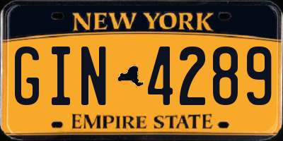 NY license plate GIN4289