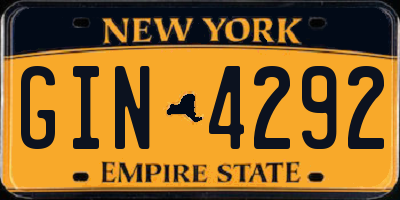 NY license plate GIN4292