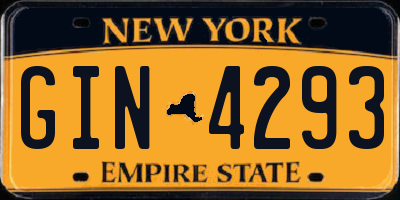 NY license plate GIN4293