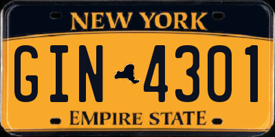 NY license plate GIN4301
