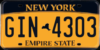 NY license plate GIN4303