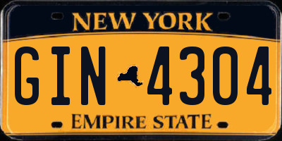 NY license plate GIN4304