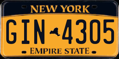NY license plate GIN4305