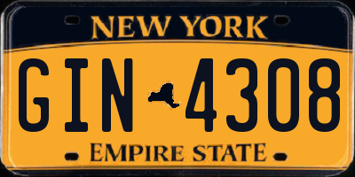 NY license plate GIN4308
