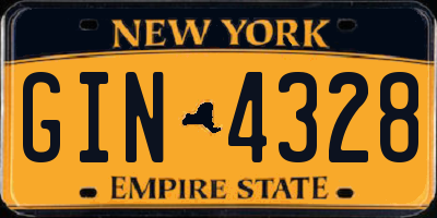 NY license plate GIN4328
