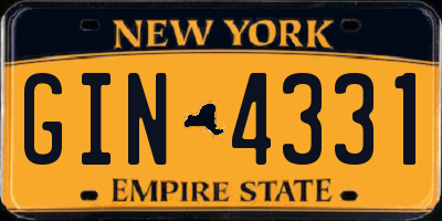 NY license plate GIN4331