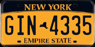 NY license plate GIN4335