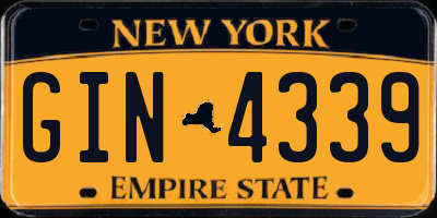 NY license plate GIN4339