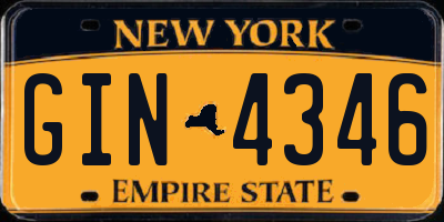 NY license plate GIN4346