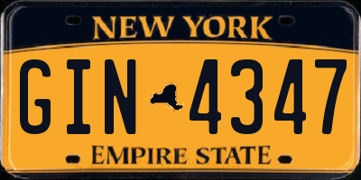 NY license plate GIN4347