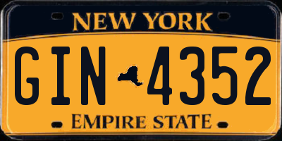 NY license plate GIN4352