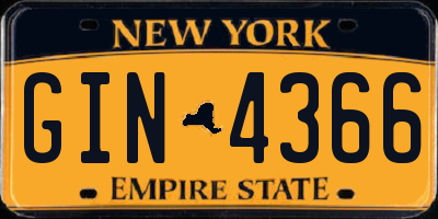 NY license plate GIN4366