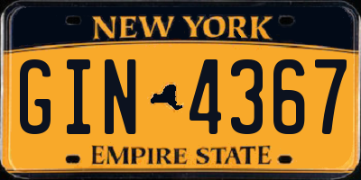 NY license plate GIN4367
