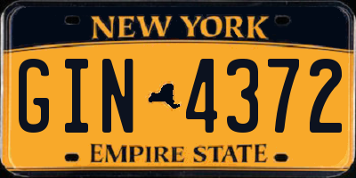 NY license plate GIN4372