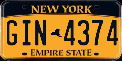 NY license plate GIN4374