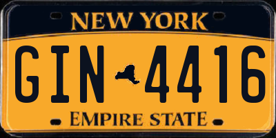 NY license plate GIN4416