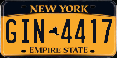 NY license plate GIN4417