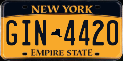 NY license plate GIN4420
