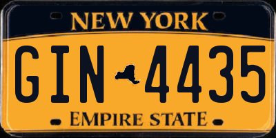 NY license plate GIN4435