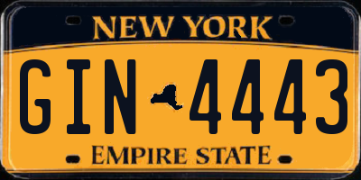 NY license plate GIN4443