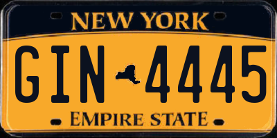 NY license plate GIN4445