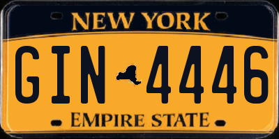 NY license plate GIN4446