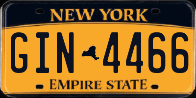 NY license plate GIN4466